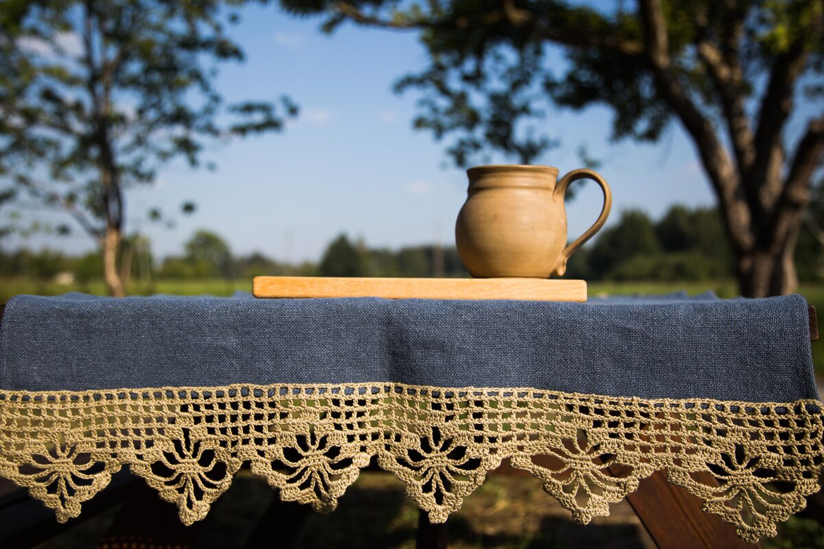 tablecloth blue/beige